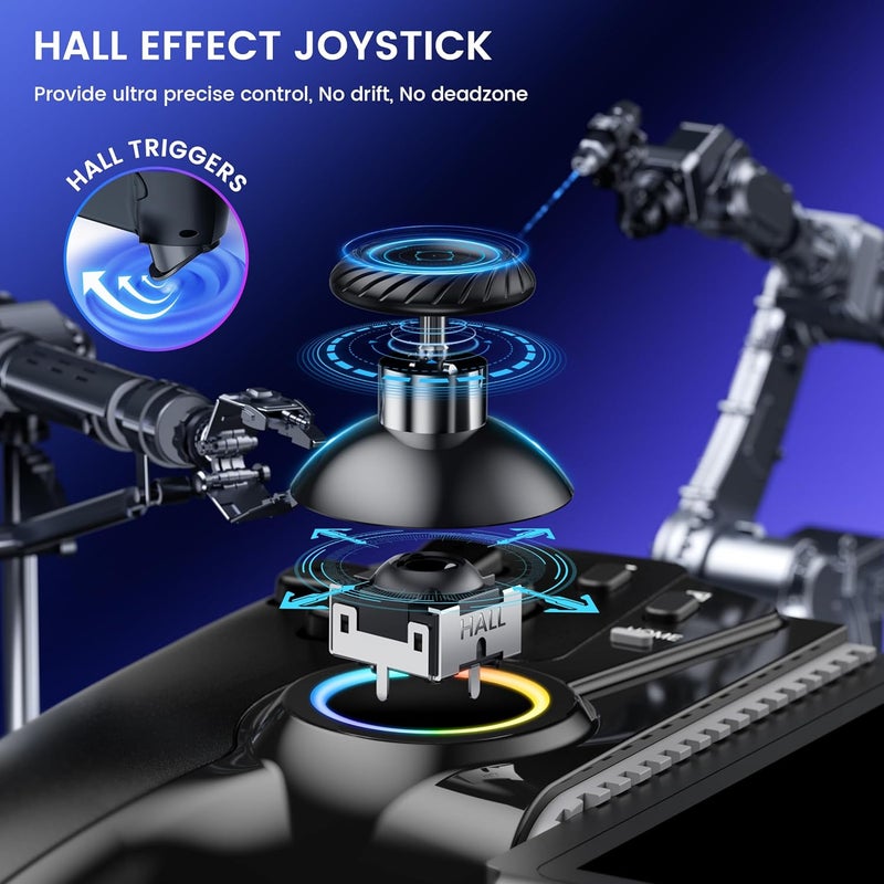 KICKDOT Switch Controller Compatible With Nintendo Switch 2/1/OLED With Hall Joystick LED, Wireless One-Piece Handheld Mobile Phone Controller for iPhone Android Support Xbox, Steam Link, PlayStation 3 skins - Image 2